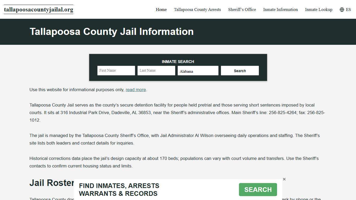 Tallapoosa County, AL Jail Roster, Inmate Info